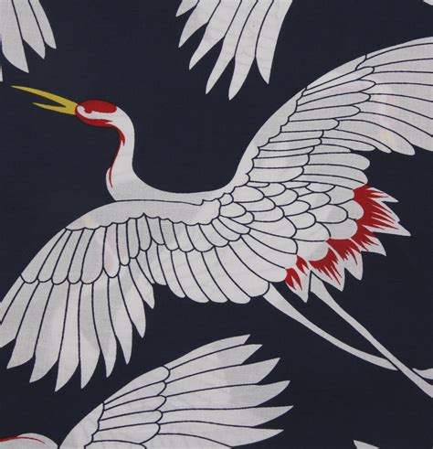 japanese crane print fabric